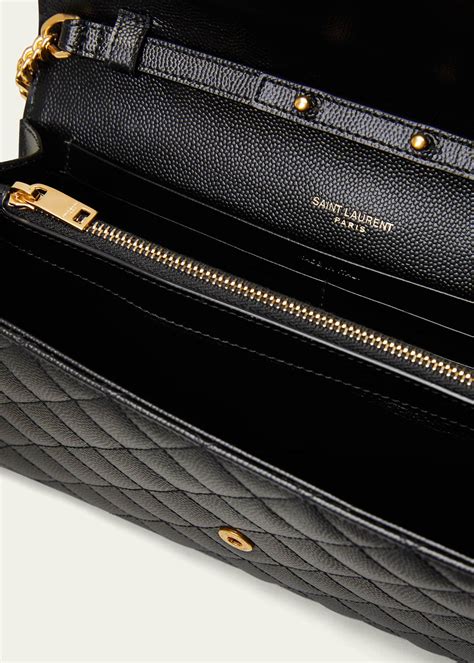 envelope triquilt ysl wallet on chain in grained leather|YSL Envelope Triquilt YSL Wallet on Chain in Grained Leather.